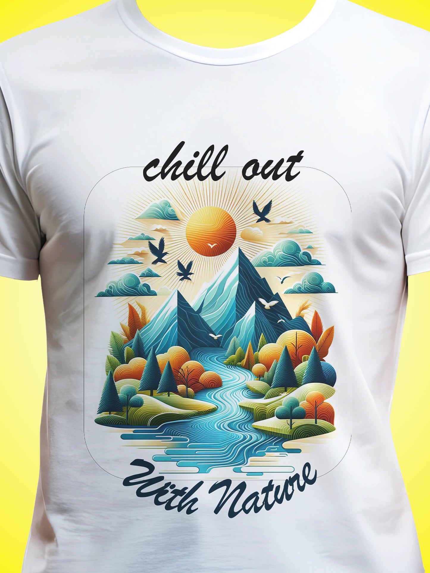 Chill With Nature White Printed Regular Fit Unisex T-Shirt