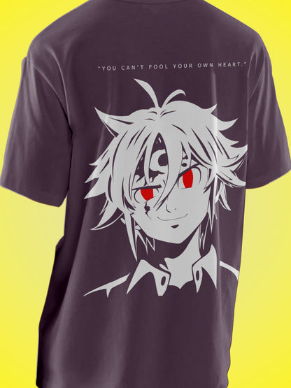 Anime Seven Deadly Sins Nanatsu no Taizai Printed Mouve Oversized Unisex T-Shirt