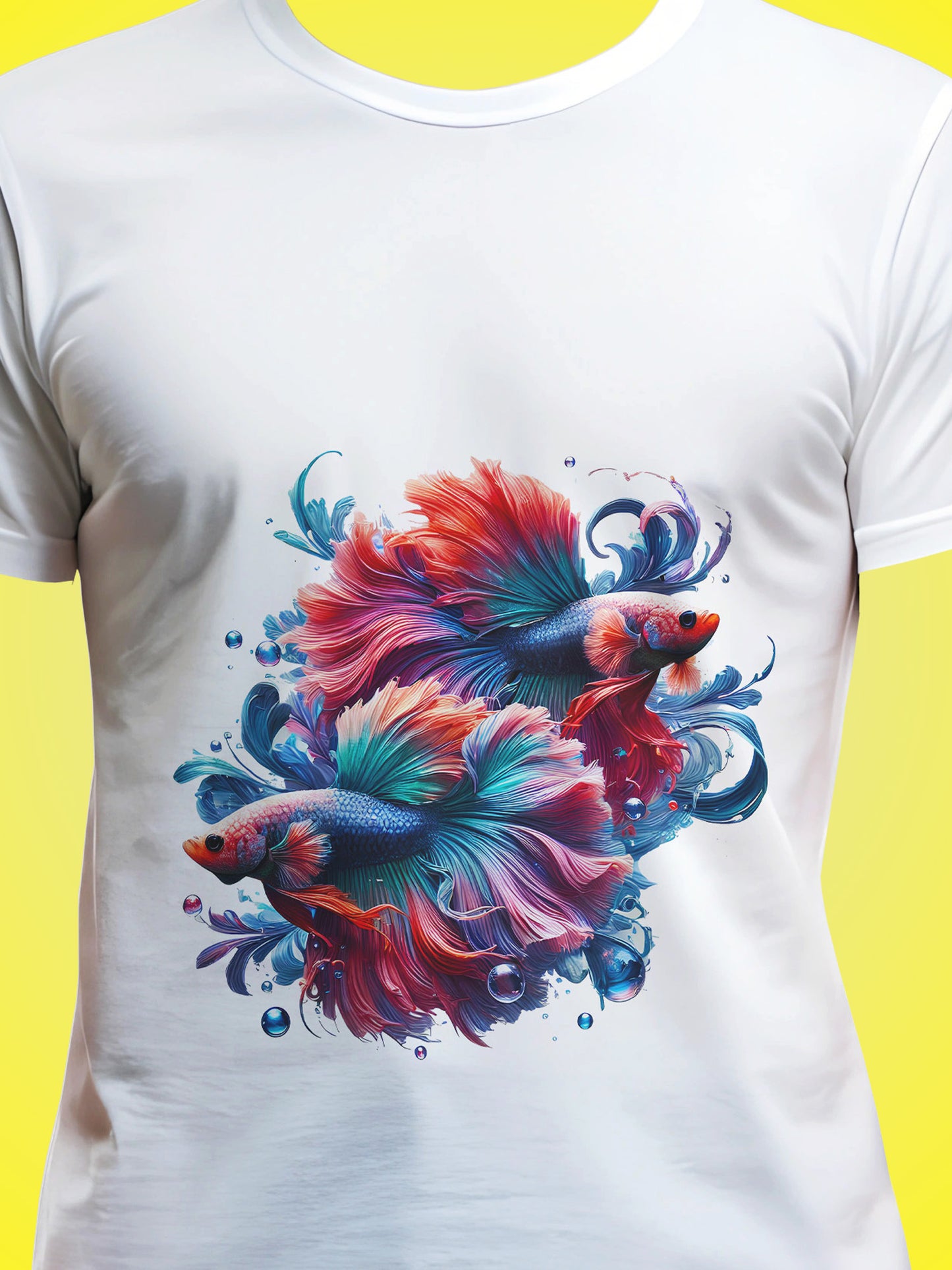Elegant Betta Fish White Printed Regular Fit Unisex T-Shirt