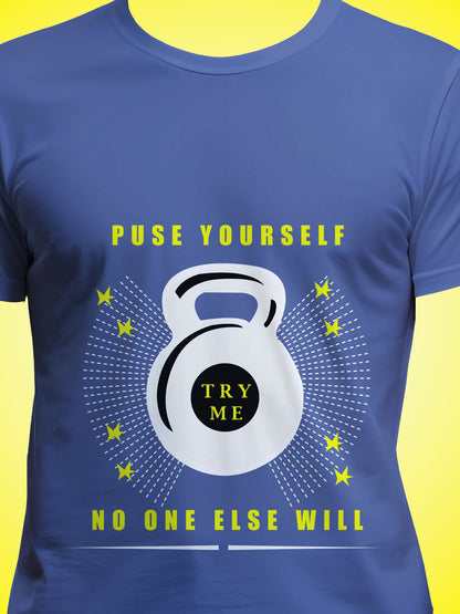 Gym Motivation Blue Printed Regular Fit Unisex T-Shirt