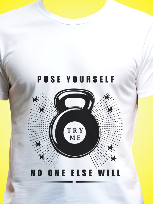 Gym Motivation White Printed Regular Fit Unisex T-Shirt