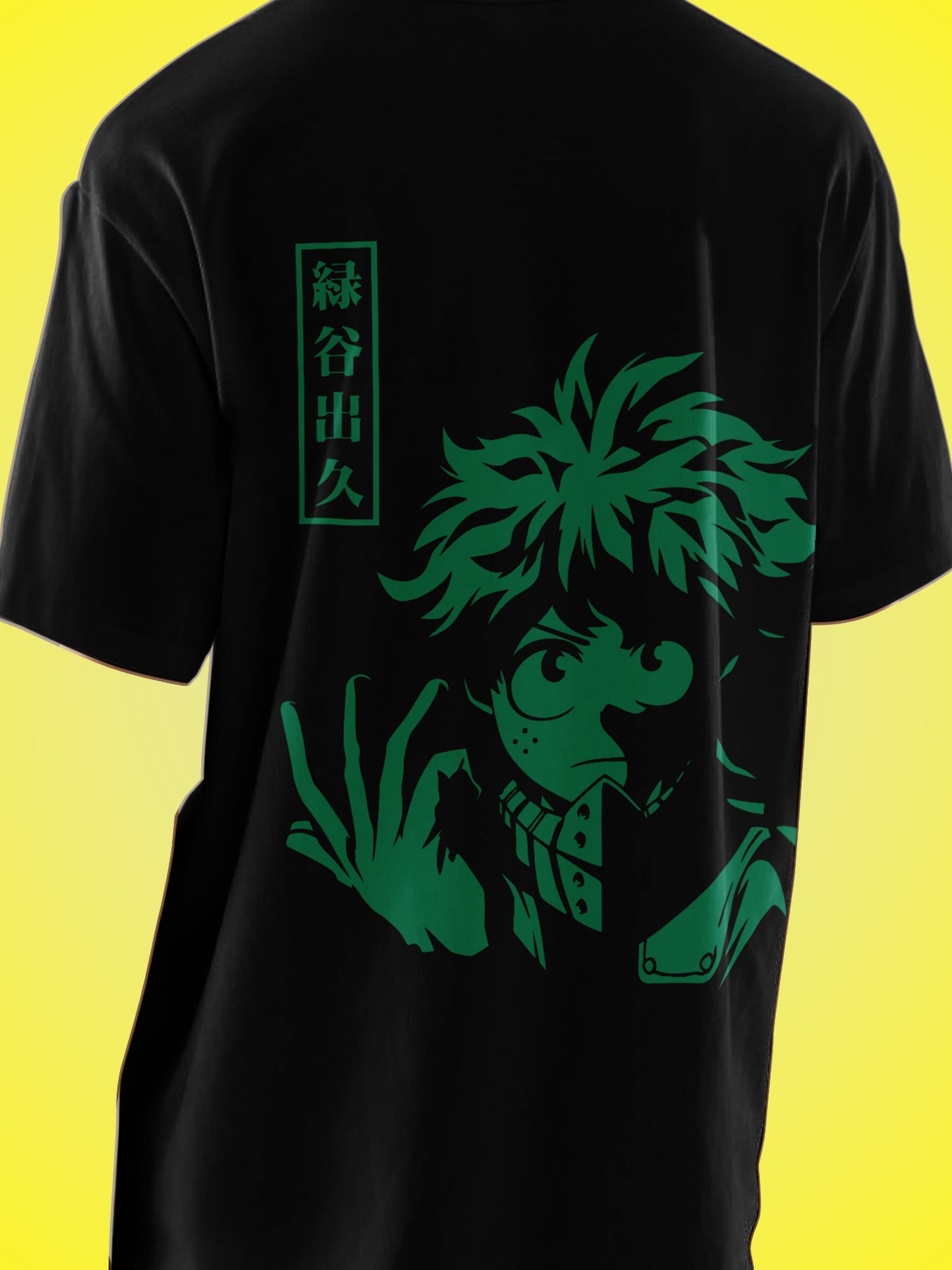 Anime My Hero Academia Izuku Midoriya Printed Black Oversized Unisex T-Shirt