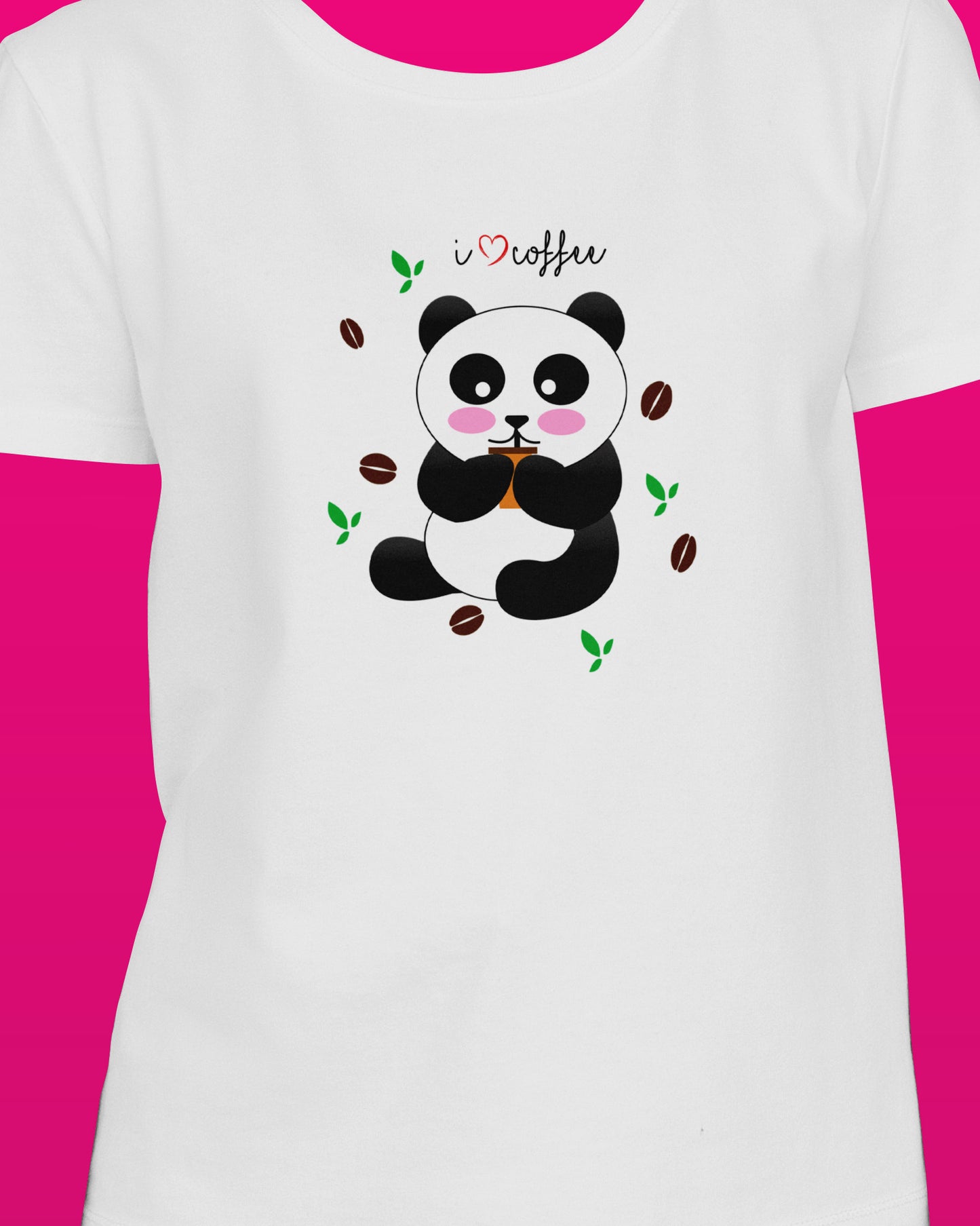 I Love Coffee Panda White Printed Regular Fit Women T-Shirt