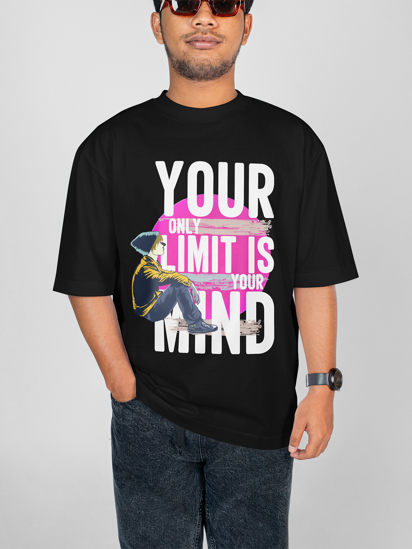 Your Only Limit Is Your Mind  Motivation Stylish Minimalist Unisex Black Oversized T-Shirt