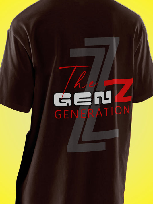 One-Shot Drop Gen Z Printed Brown Oversized Unisex T-Shirt