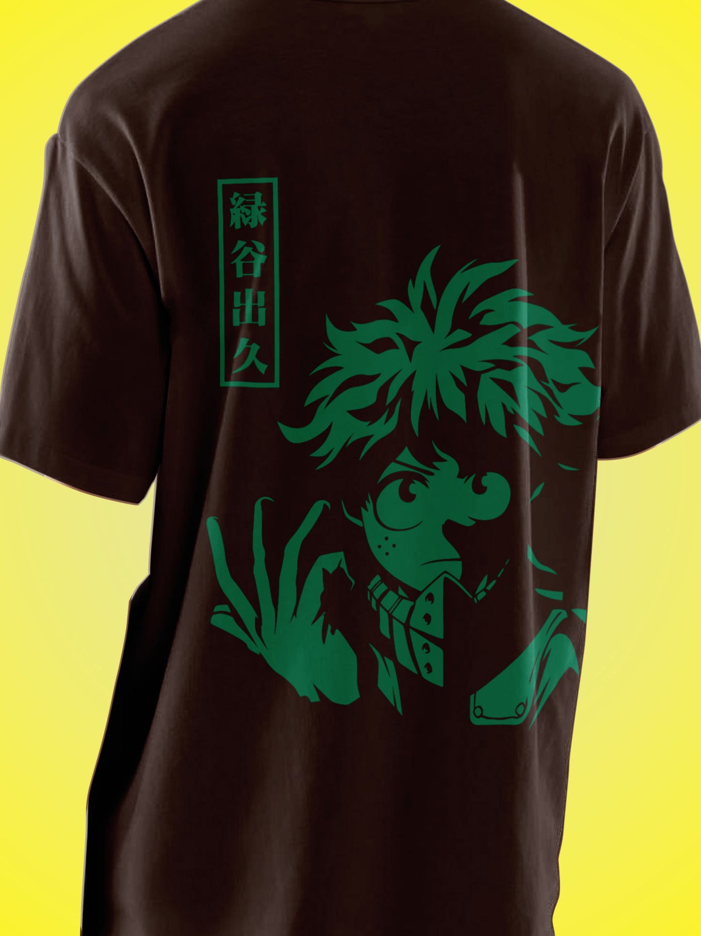 Anime My Hero Academia Izuku Midoriya Printed Brown Oversized Unisex T-Shirt