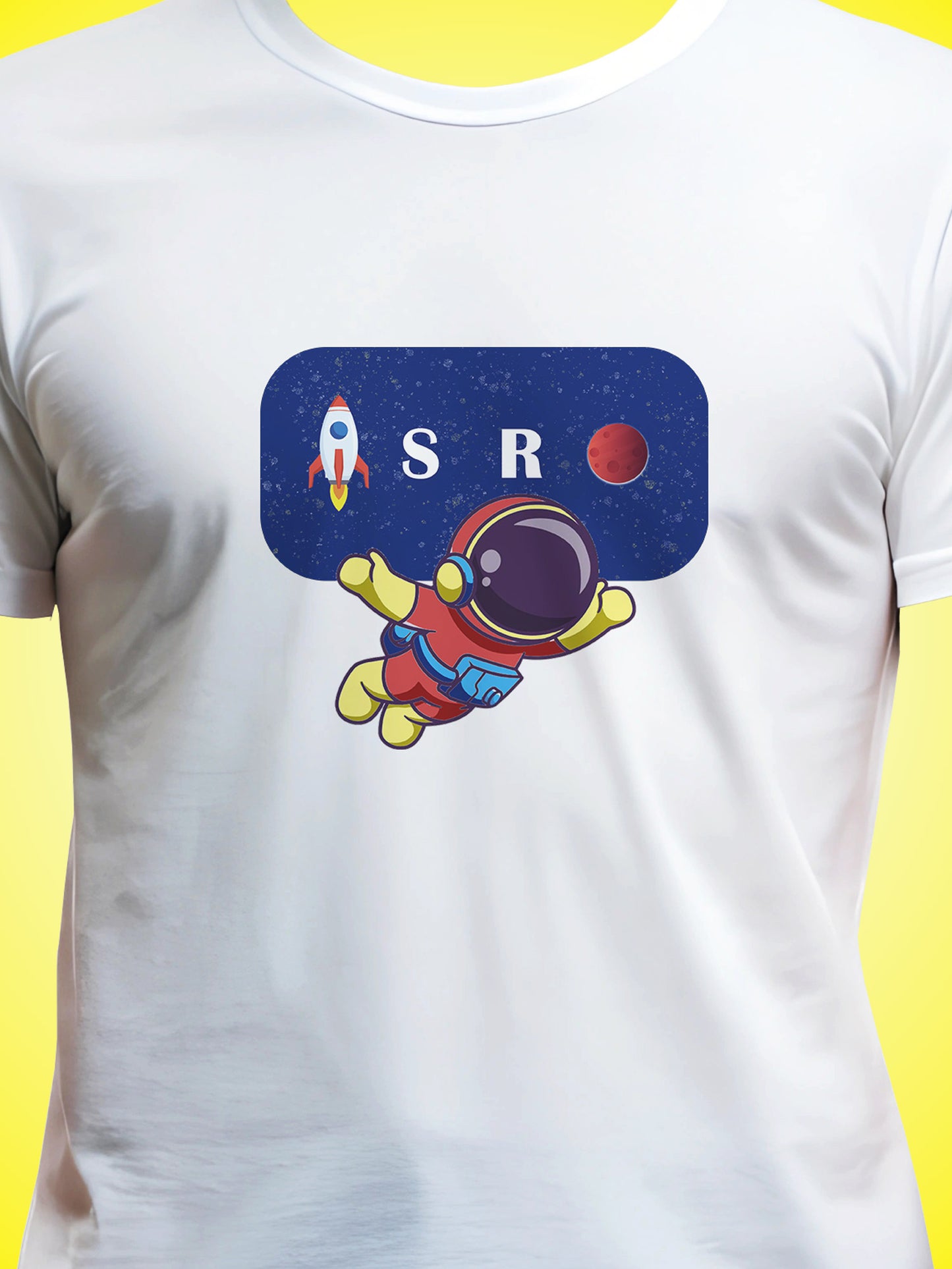 ISRO White Printed Regular Fit Unisex T-Shirt