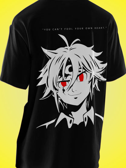 Anime Seven Deadly Sins Nanatsu no Taizai Printed Black Oversized Unisex T-Shirt