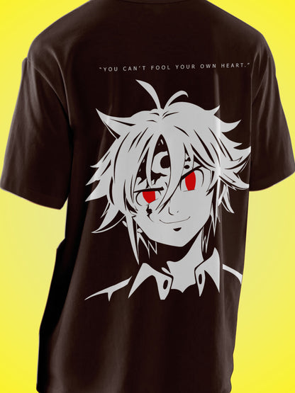 Anime Seven Deadly Sins Nanatsu no Taizai Printed Brown Oversized Unisex T-Shirt