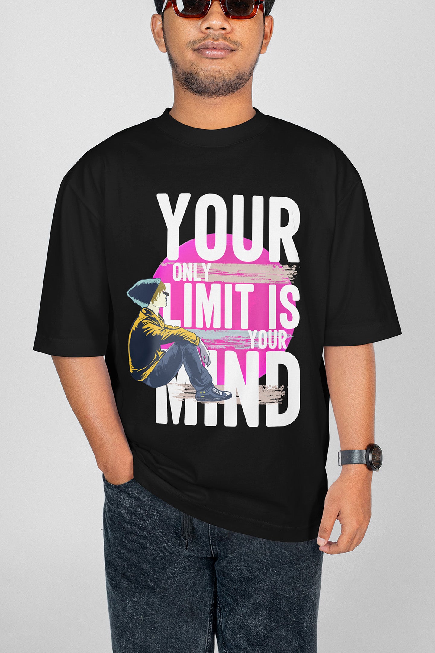 Your Only Limit Is Your Mind  Motivation Stylish Minimalist Unisex Black Oversized T-Shirt