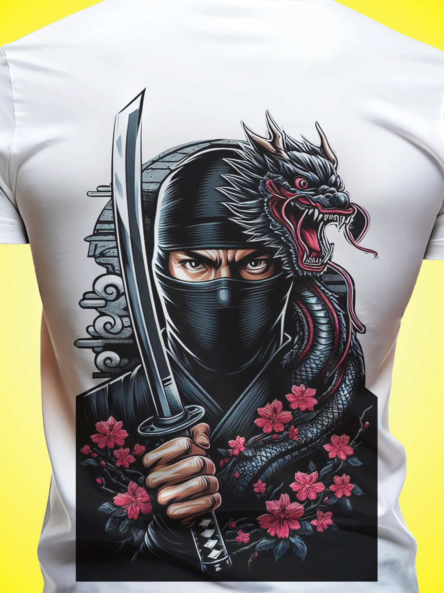 Ninja Warrior White Printed Regular Fit Unisex T-Shirt