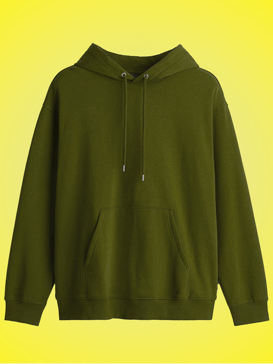 Unisex Loose Fit Olive Green Hoodie