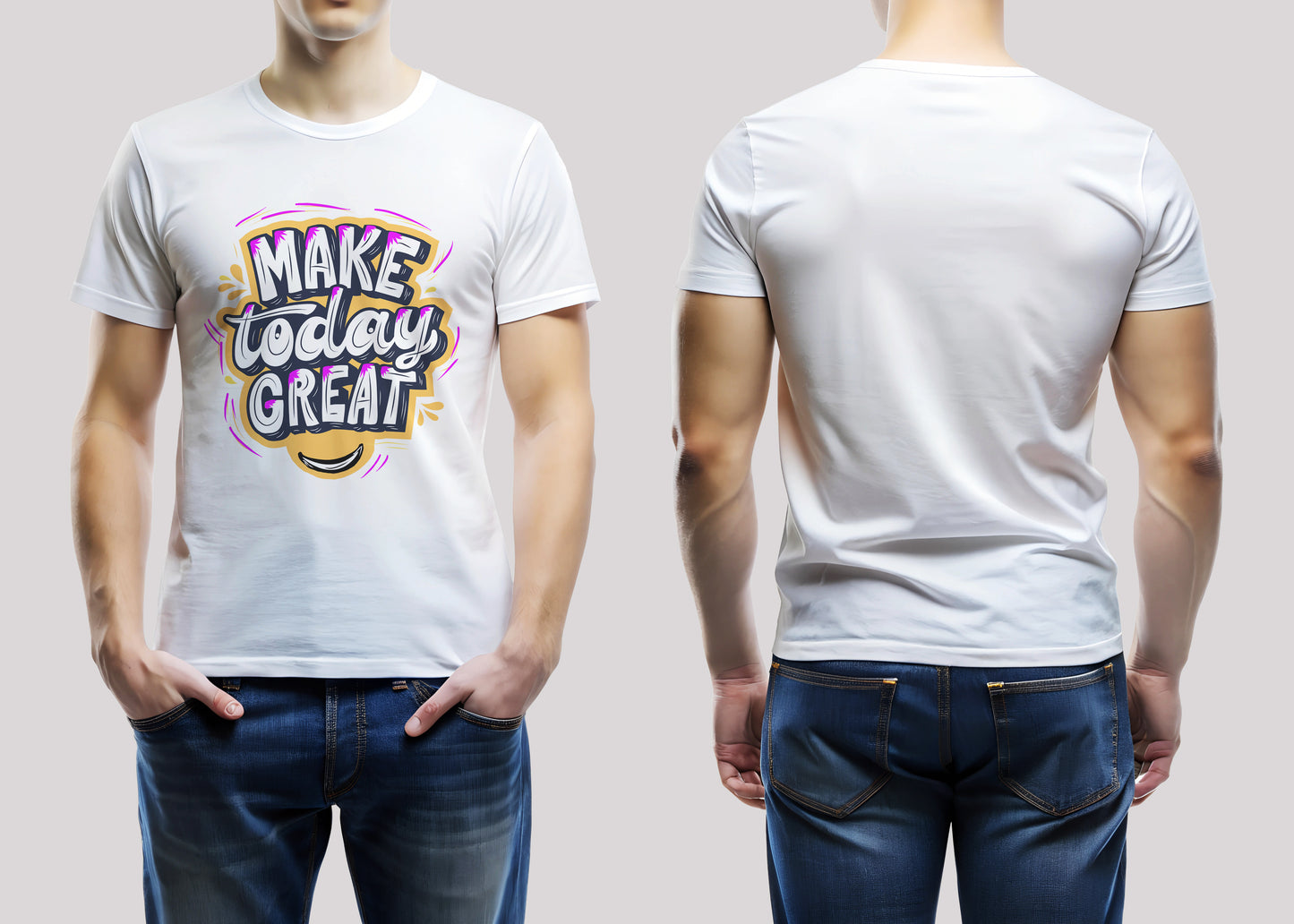 Make Today Great Typo White Printed Regular Fit Unisex T-Shirt