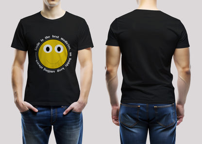 Smile Is The Best Medicine Black Printed Regular Fit Unisex T-Shirt