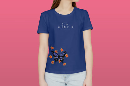 Butterfly Blue Printed Regular Fit Women T-Shirt