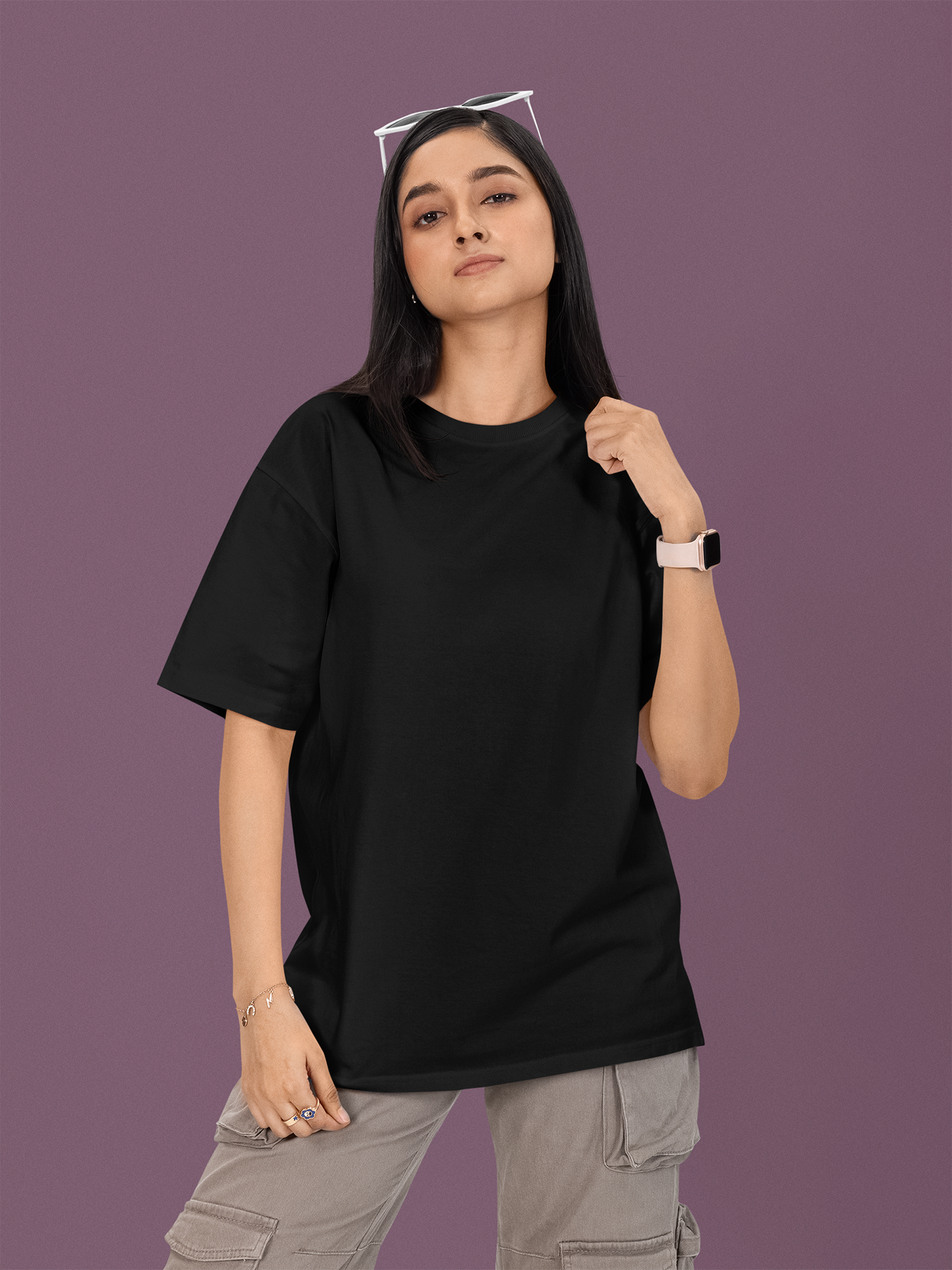 One-Shot Drop Balance Art Work Printed Black Oversized Unisex T-Shirt