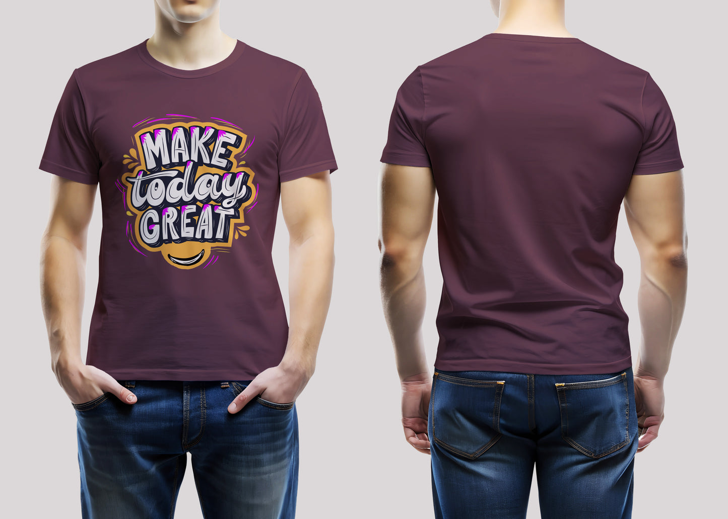 Make Today Great Typo Maroon Printed Regular Fit Unisex T-Shirt
