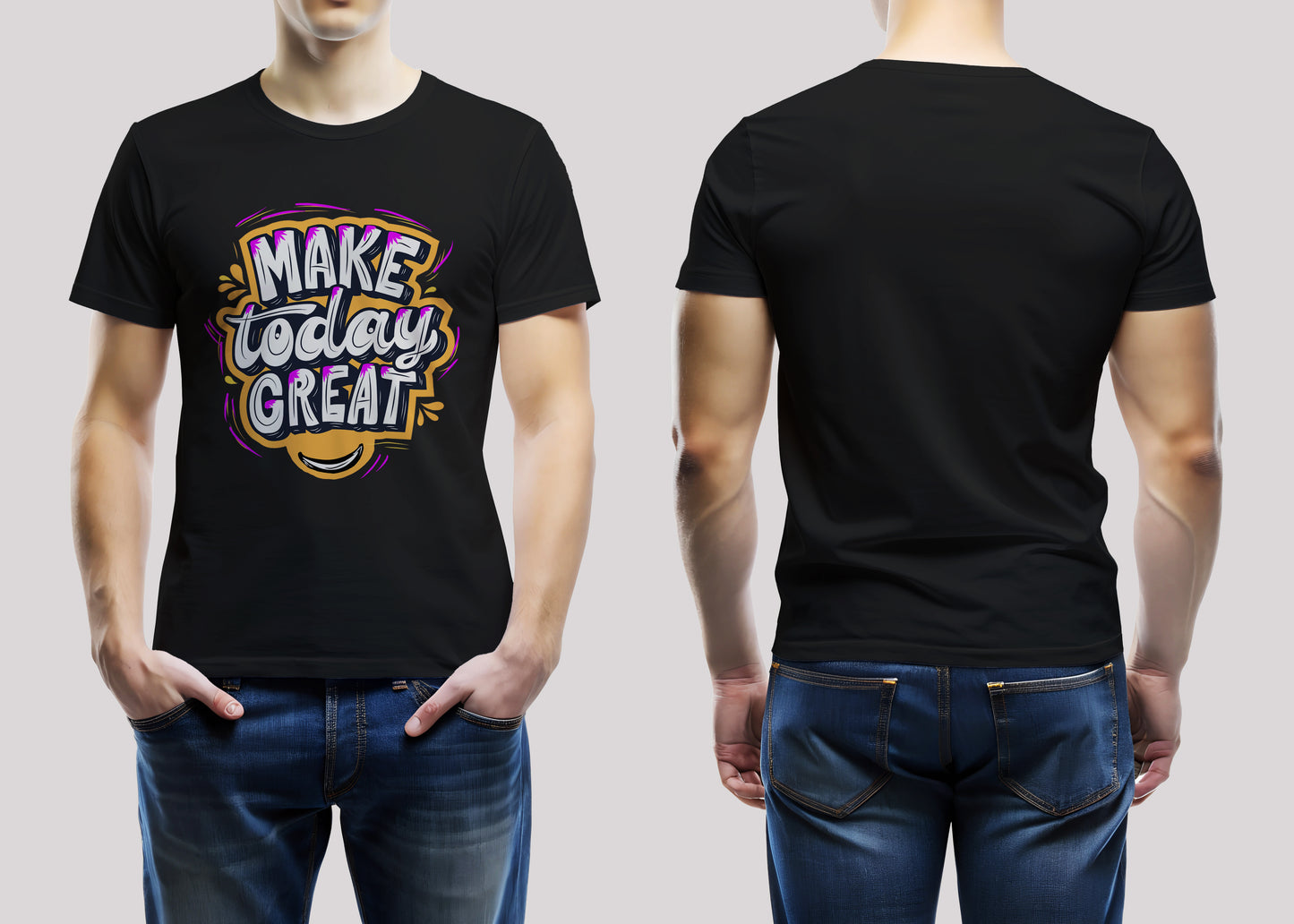 Make Today Great Typo Black Printed Regular Fit Unisex T-Shirt