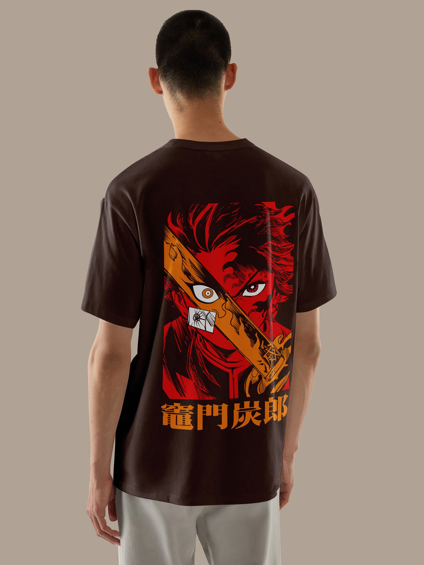 Anime Demon Slayer Tanjiro Kamado Printed Black Oversized Unisex T-Shirt