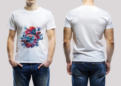 Elegant Betta Fish White Printed Regular Fit Unisex T-Shirt