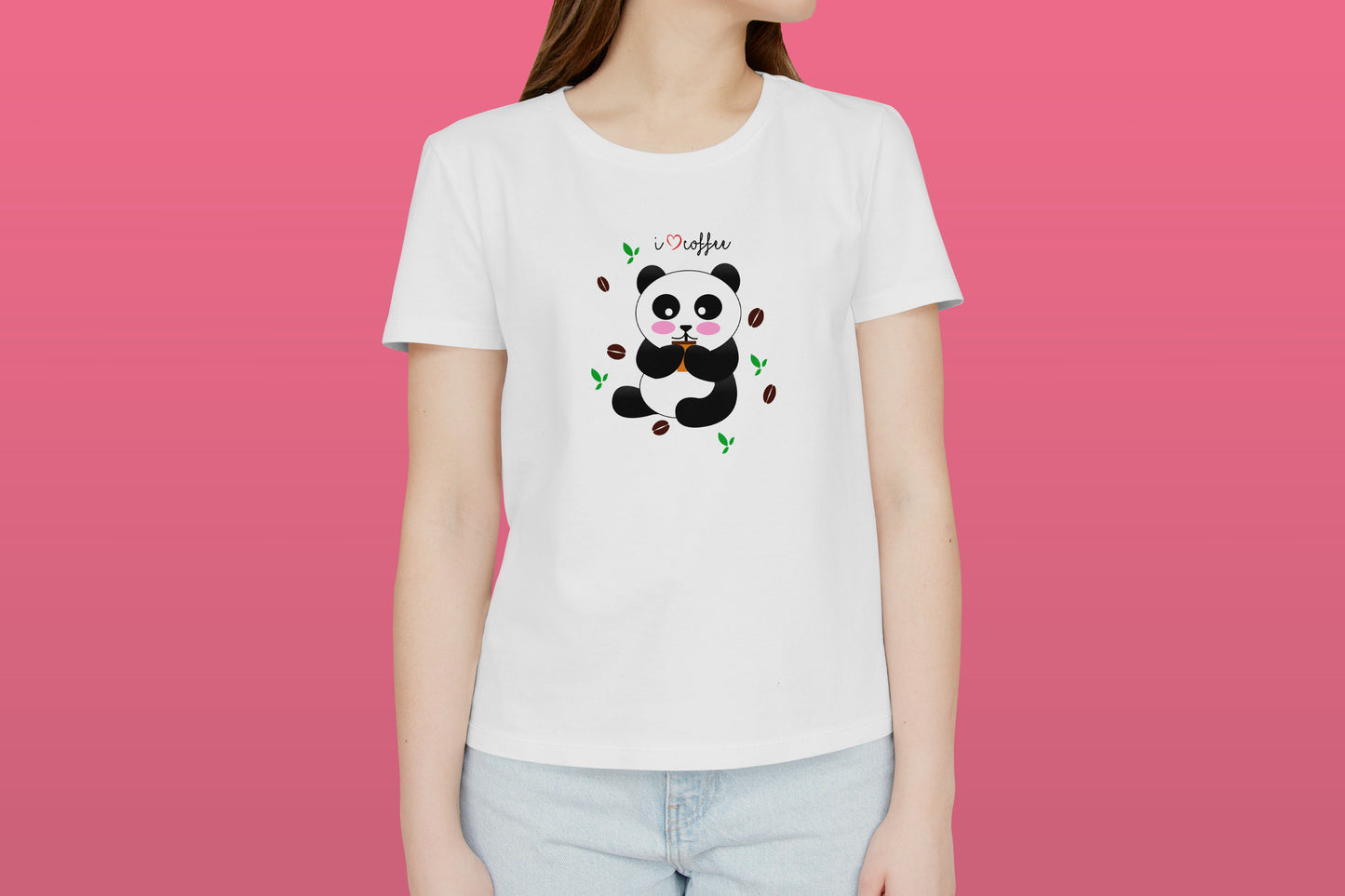 I Love Coffee Panda White Printed Regular Fit Women T-Shirt