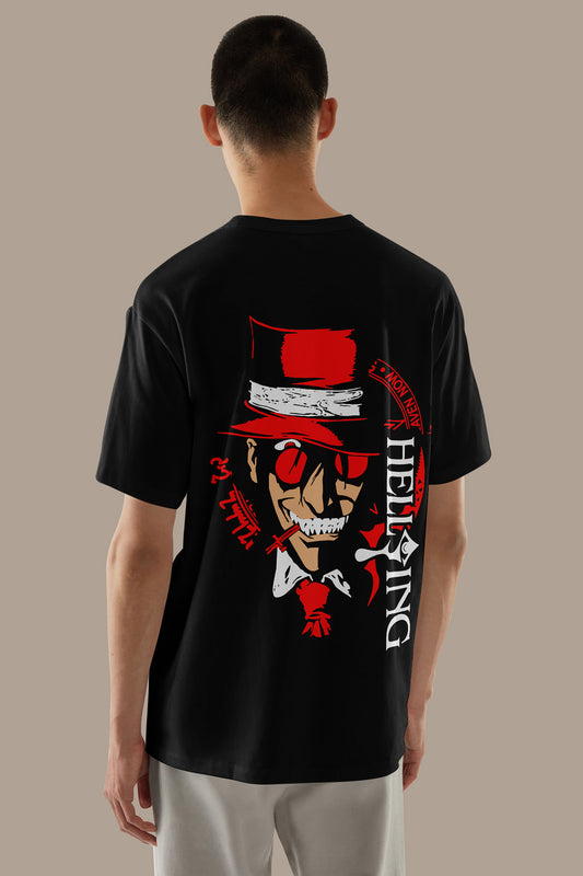 Anime Hellsing Printed Black Oversized Unisex T-Shirt