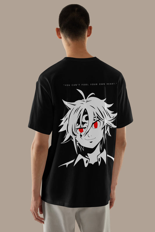 Anime Seven Deadly Sins Nanatsu no Taizai Printed Black Oversized Unisex T-Shirt