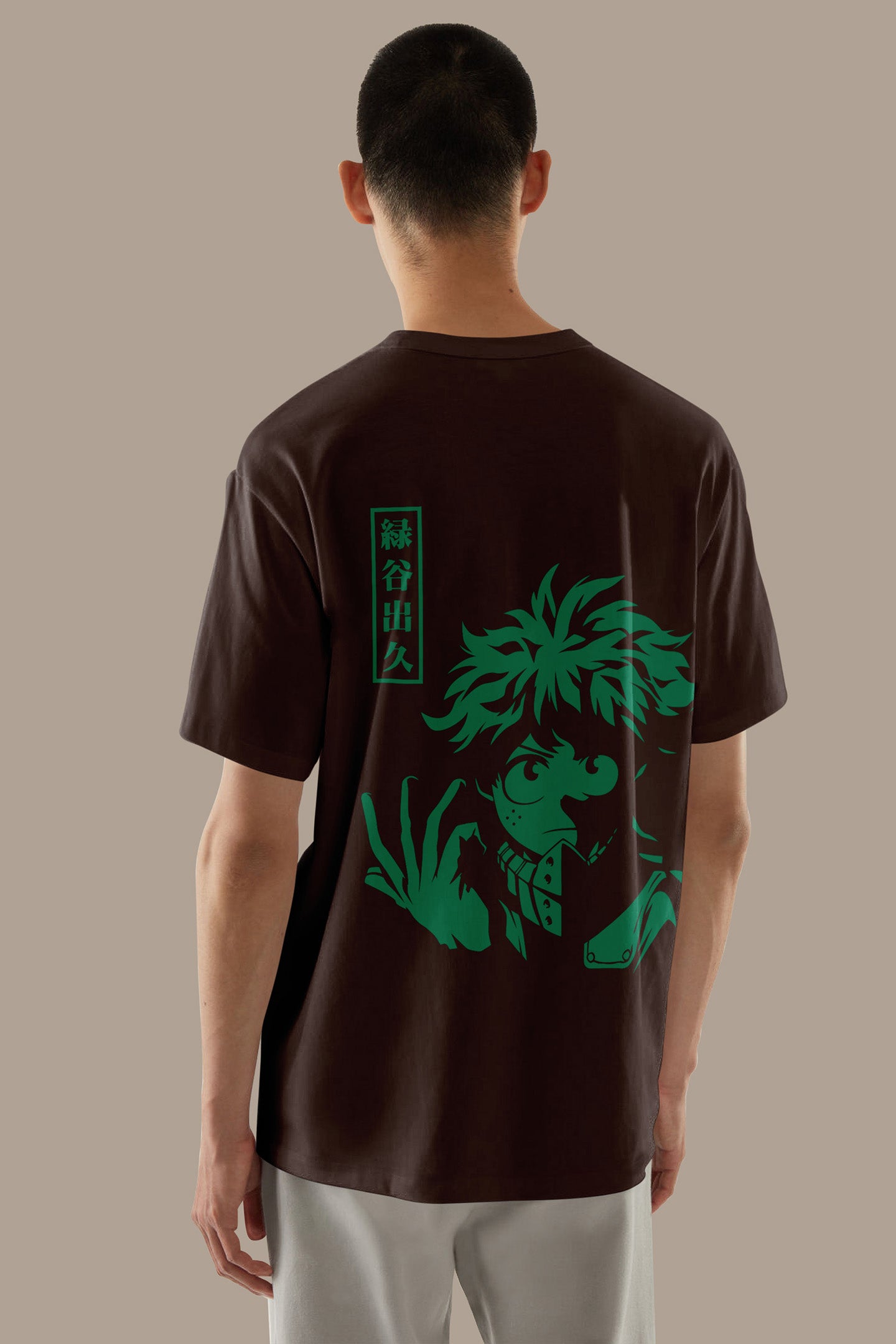 Anime My Hero Academia Izuku Midoriya Printed Black Oversized Unisex T-Shirt