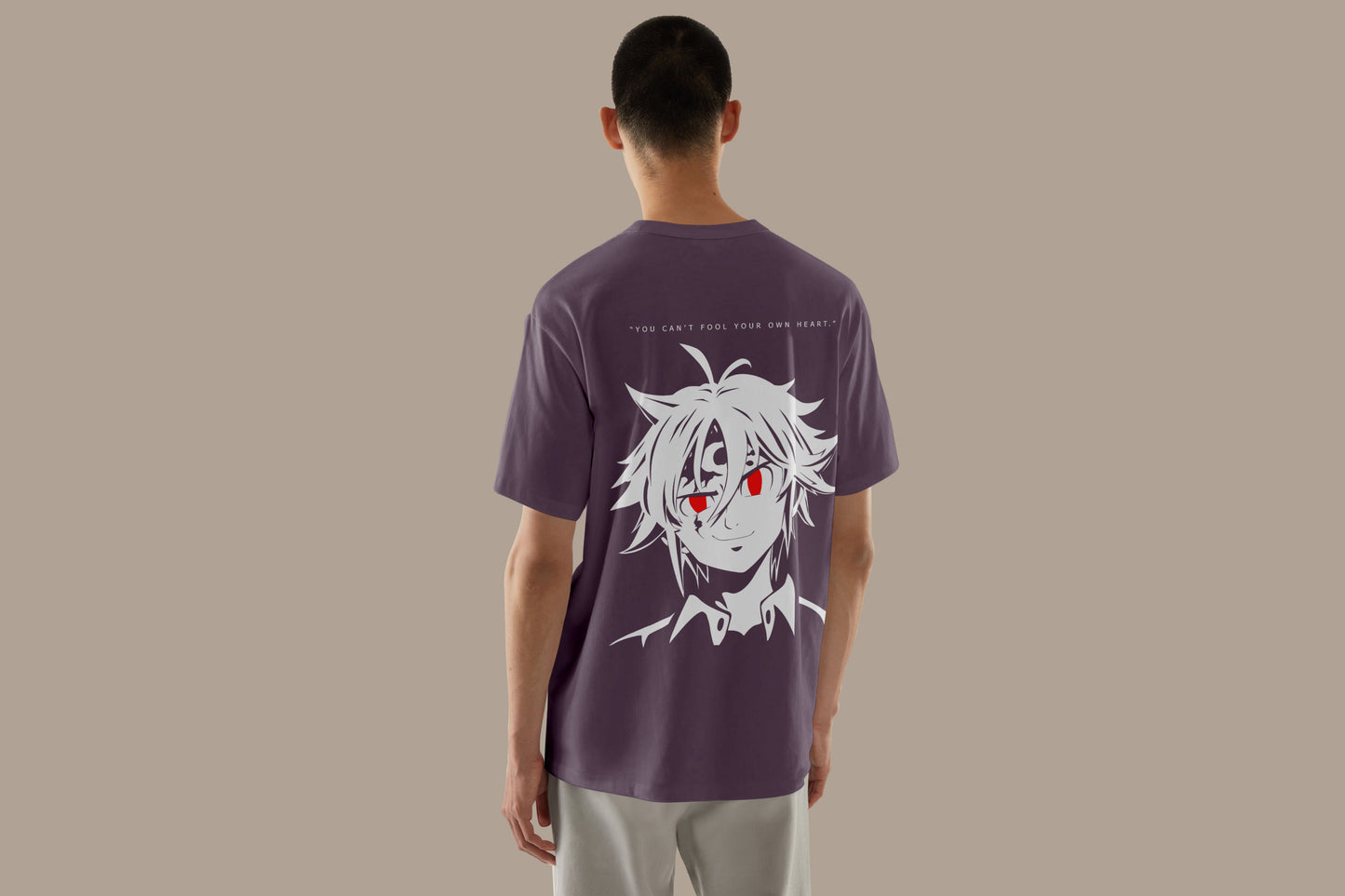 Anime Seven Deadly Sins Nanatsu no Taizai Printed Mouve Oversized Unisex T-Shirt