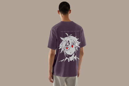Anime Seven Deadly Sins Nanatsu no Taizai Printed Mouve Oversized Unisex T-Shirt
