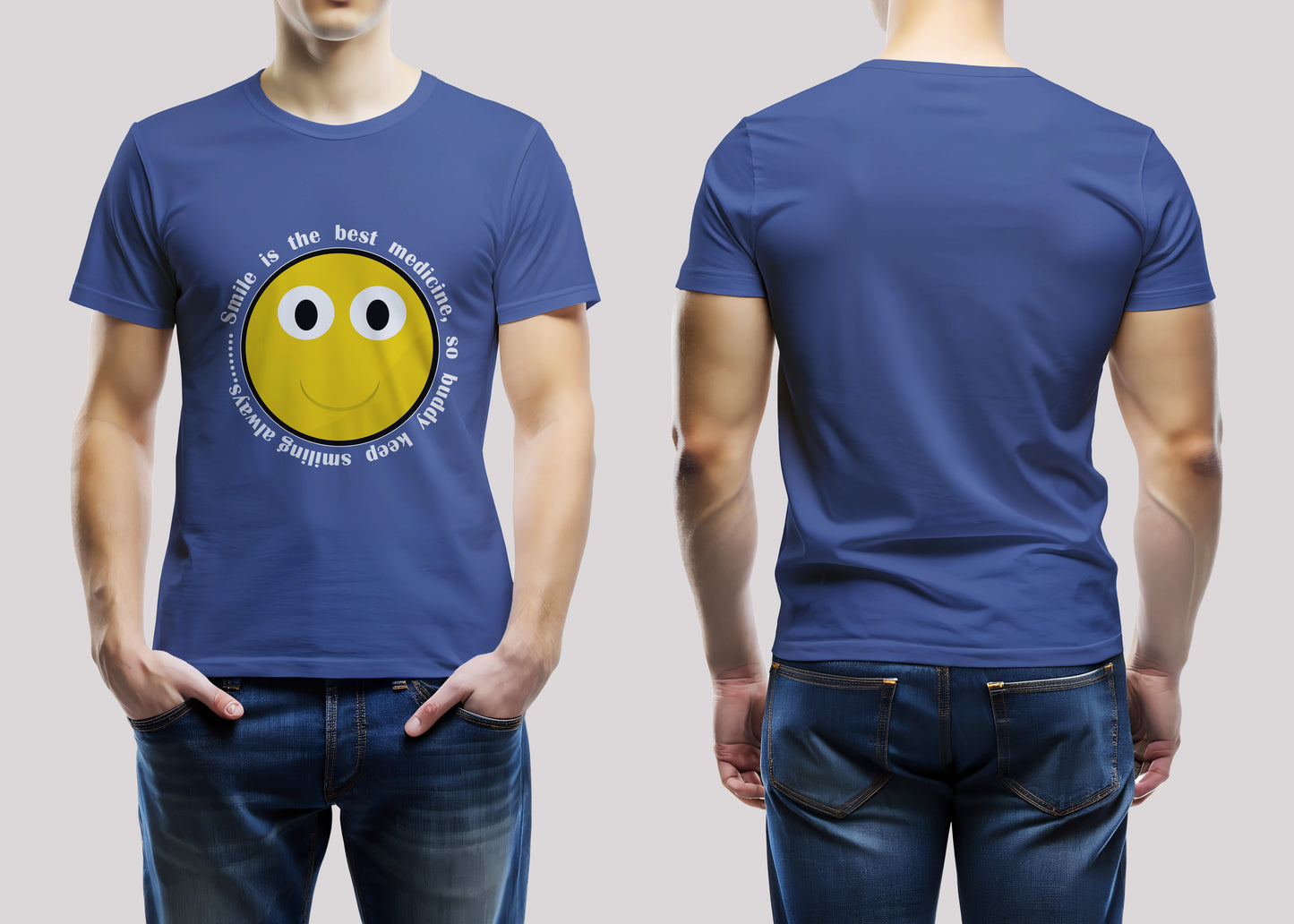 Smile Is The Best Medicine Blue Printed Regular Fit Unisex T-Shirt