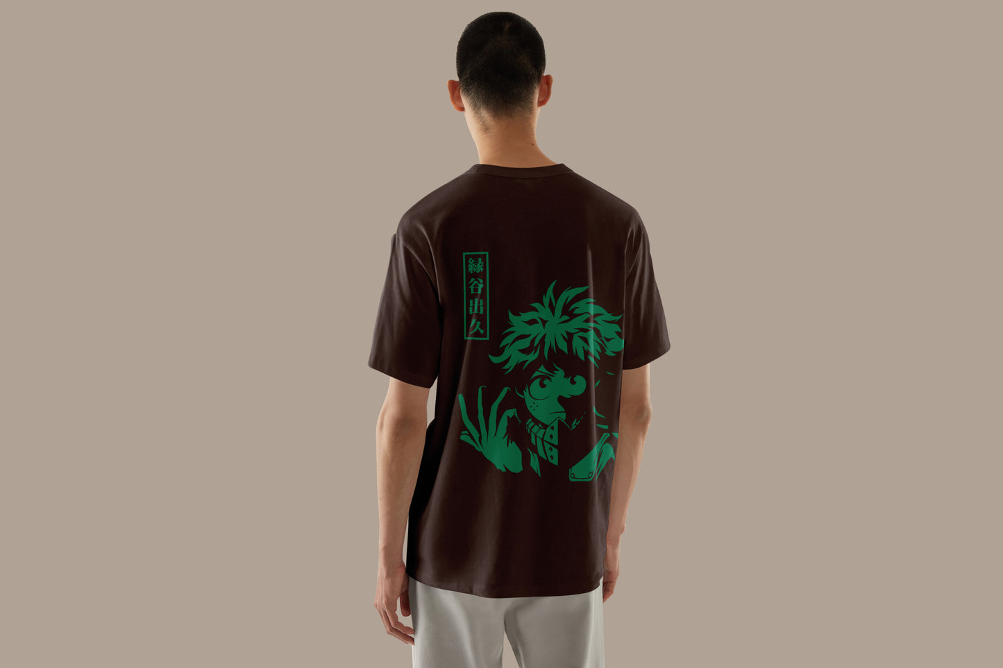 Anime My Hero Academia Izuku Midoriya Printed Brown Oversized Unisex T-Shirt