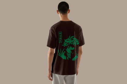 Anime My Hero Academia Izuku Midoriya Printed Brown Oversized Unisex T-Shirt