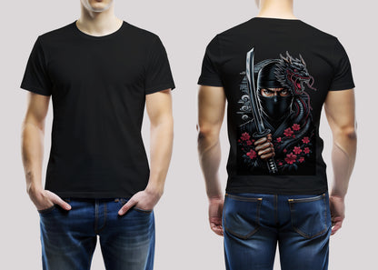 Ninja Warrior Black Printed Regular Fit Unisex T-Shirt