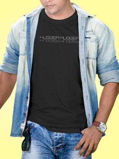 Hugger Mugger Graphic Tee – Stylish Minimalist Print Black Unisex T-Shirt