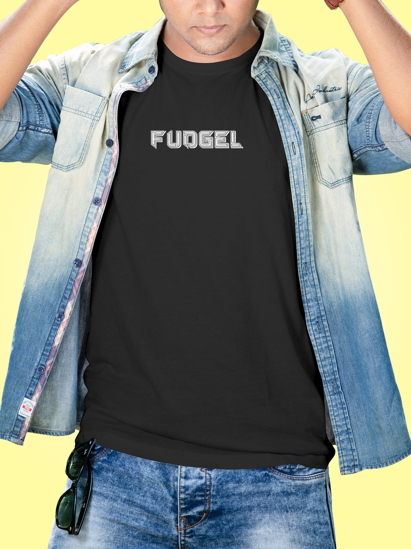 Fudgel Graphic Tee – Stylish Minimalist Print Black Unisex T-Shirt