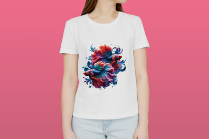 Elegant Betta Fish White Printed Regular Fit Unisex T-Shirt