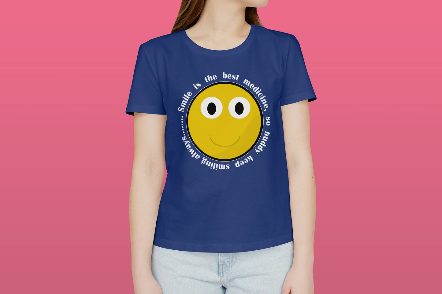 Smile Is The Best Medicine Blue Printed Regular Fit Unisex T-Shirt