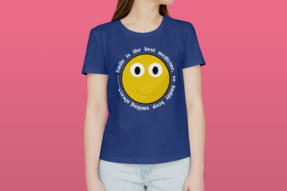 Smile Is The Best Medicine Blue Printed Regular Fit Unisex T-Shirt