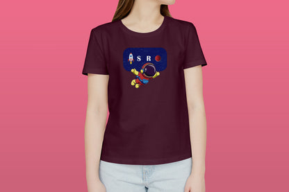 ISRO Maroon Printed Regular Fit Unisex T-Shirt