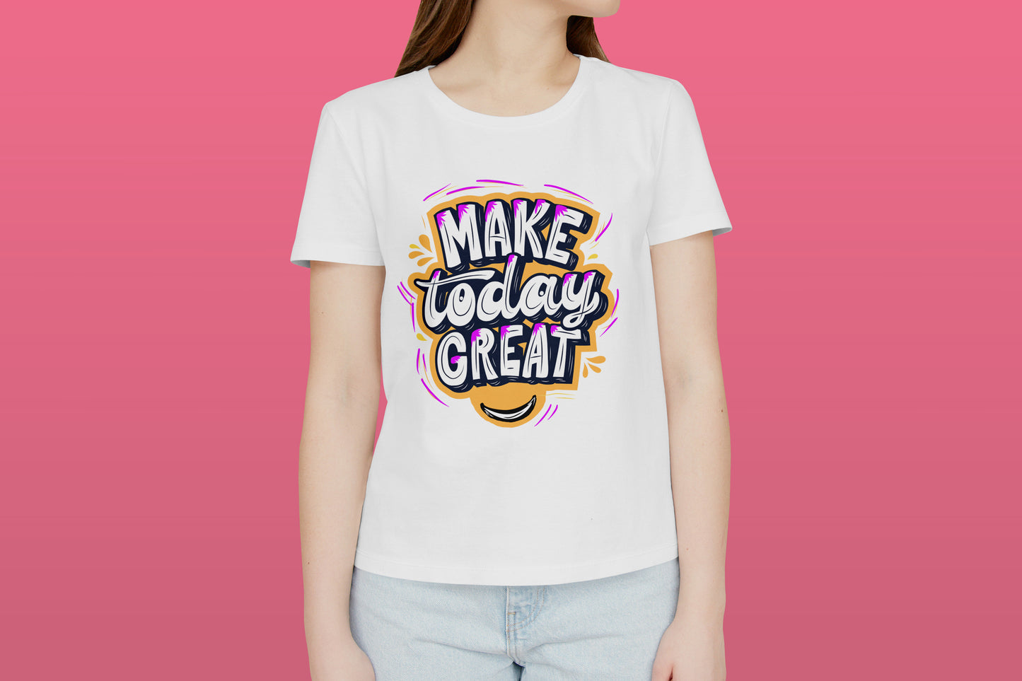 Make Today Great Typo White Printed Regular Fit Unisex T-Shirt