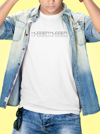 Hugger Mugger Graphic Tee – Stylish Minimalist Print White Unisex T-Shirt