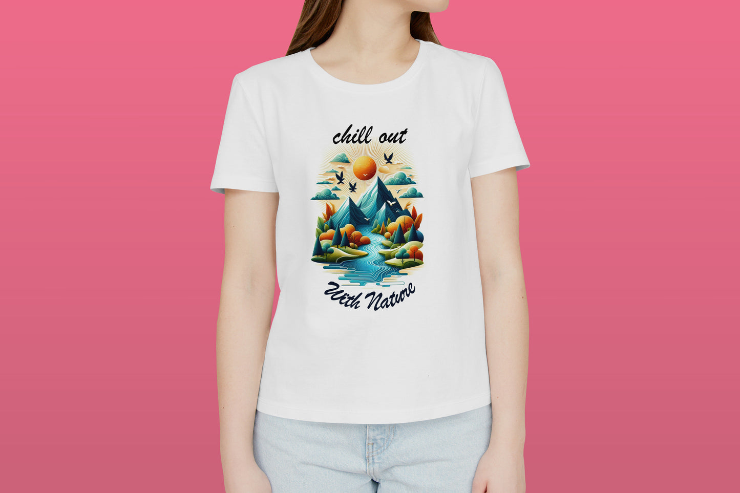 Chill With Nature White Printed Regular Fit Unisex T-Shirt