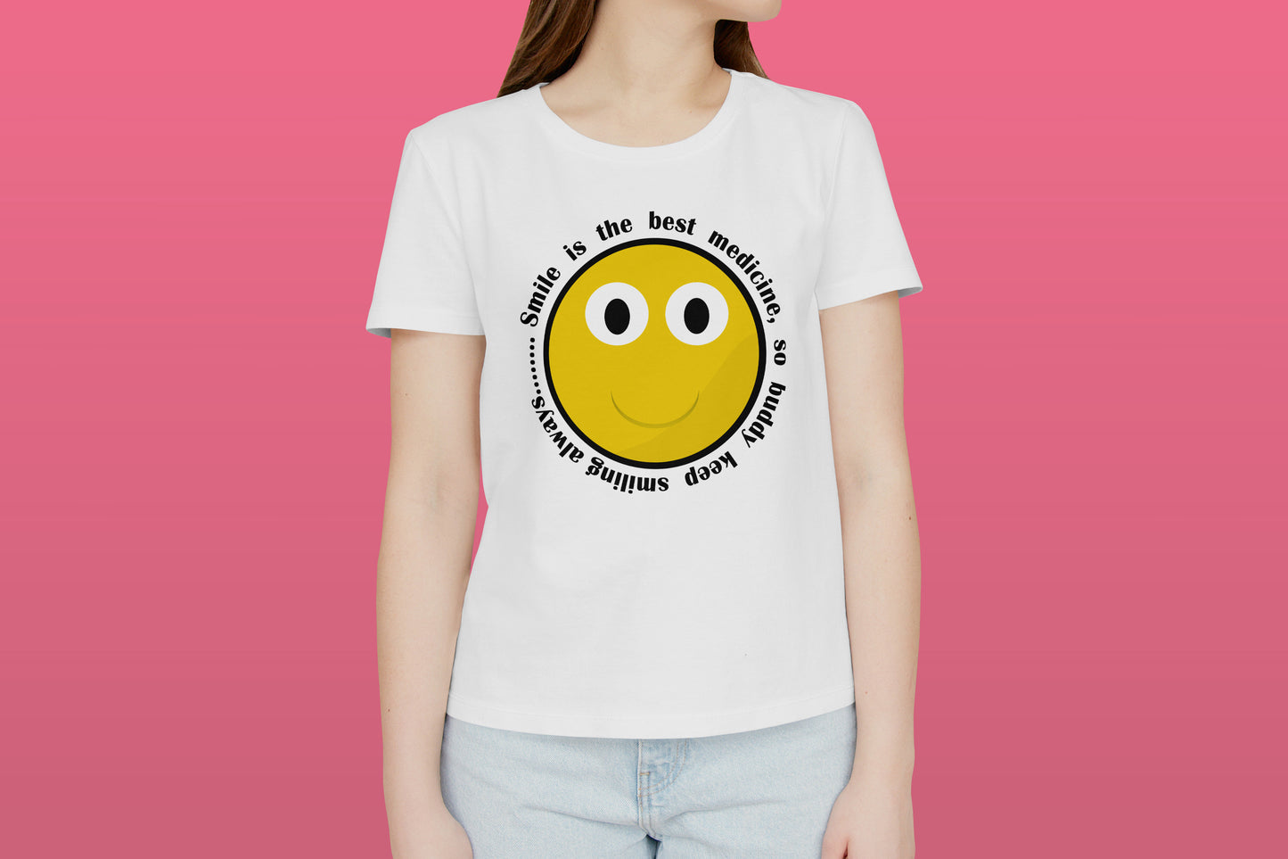 Smile Is The Best Medicine White Printed Regular Fit Unisex T-Shirt