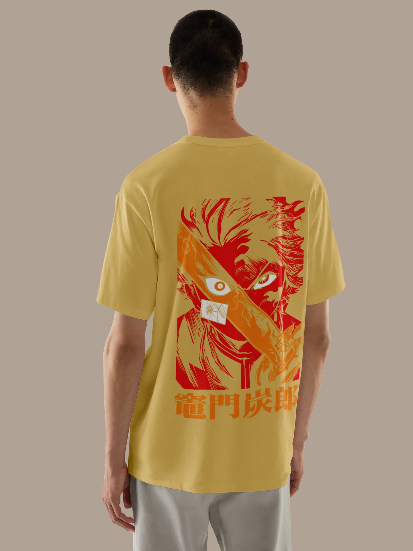 Anime Demon Slayer Tanjiro Kamado Printed Black Oversized Unisex T-Shirt
