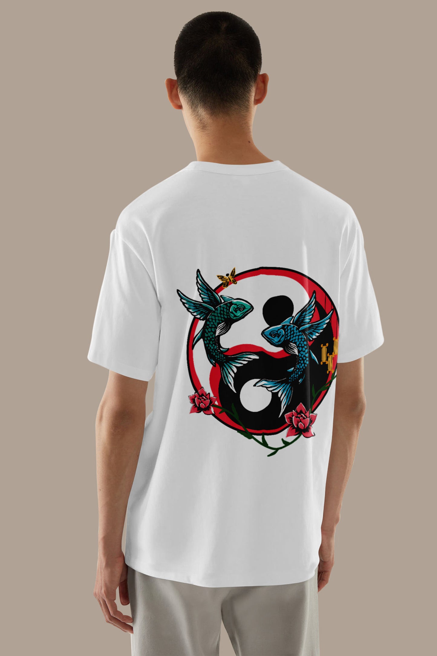 One-Shot Drop Balance Art Work Printed Black Oversized Unisex T-Shirt