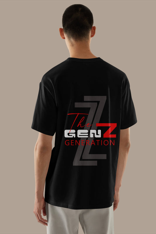 One-Shot Drop Gen Z Printed Black Oversized Unisex T-Shirt