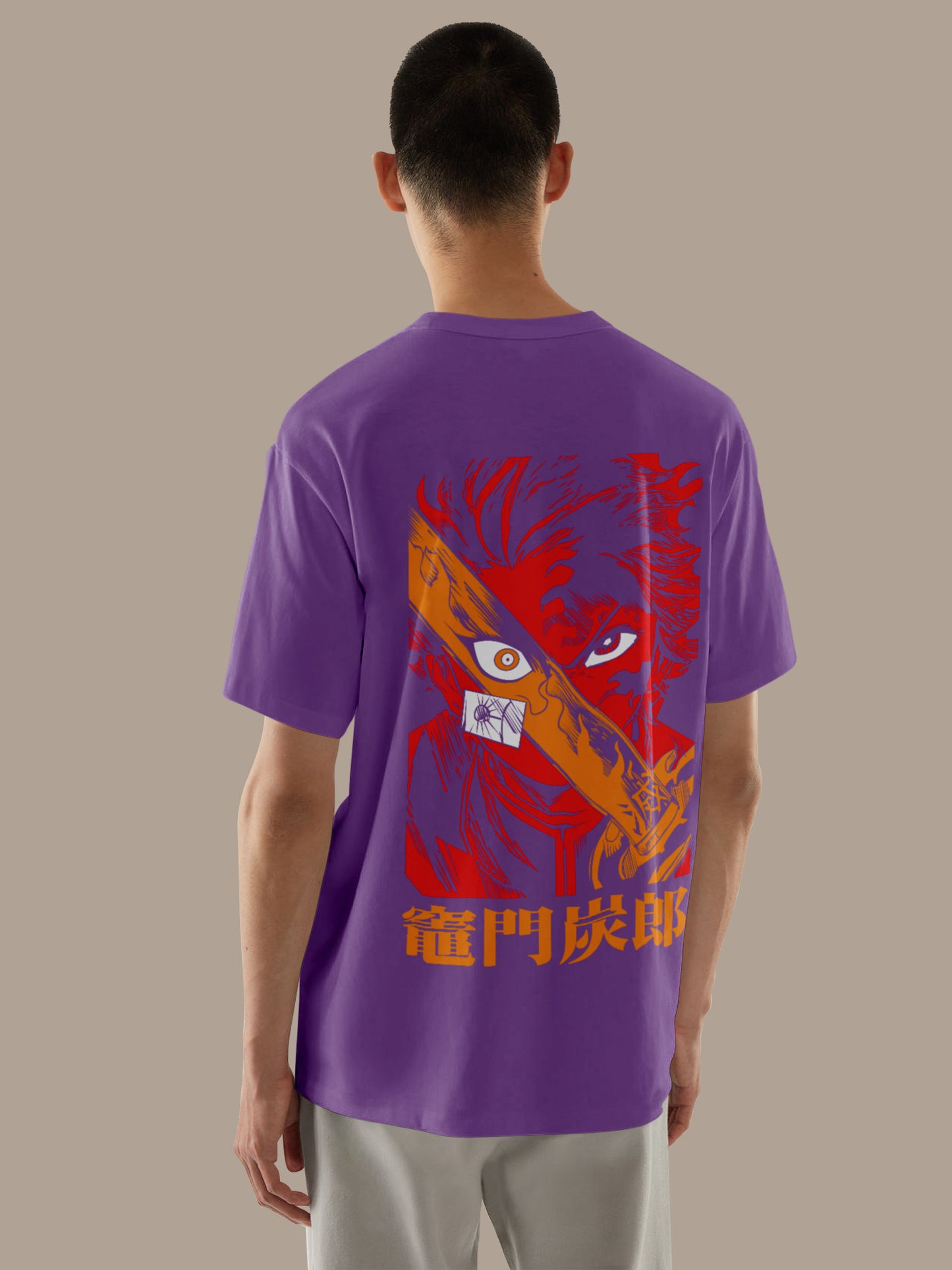 Anime Demon Slayer Tanjiro Kamado Printed Black Oversized Unisex T-Shirt