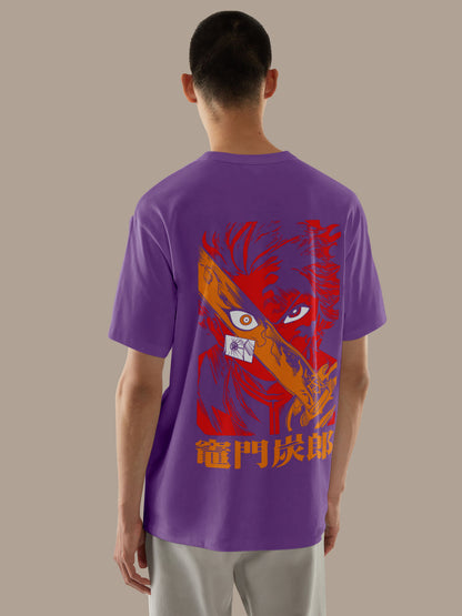 Anime Demon Slayer Tanjiro Kamado Printed Black Oversized Unisex T-Shirt
