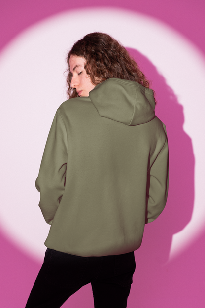 Unisex Loose Fit Olive Green Hoodie